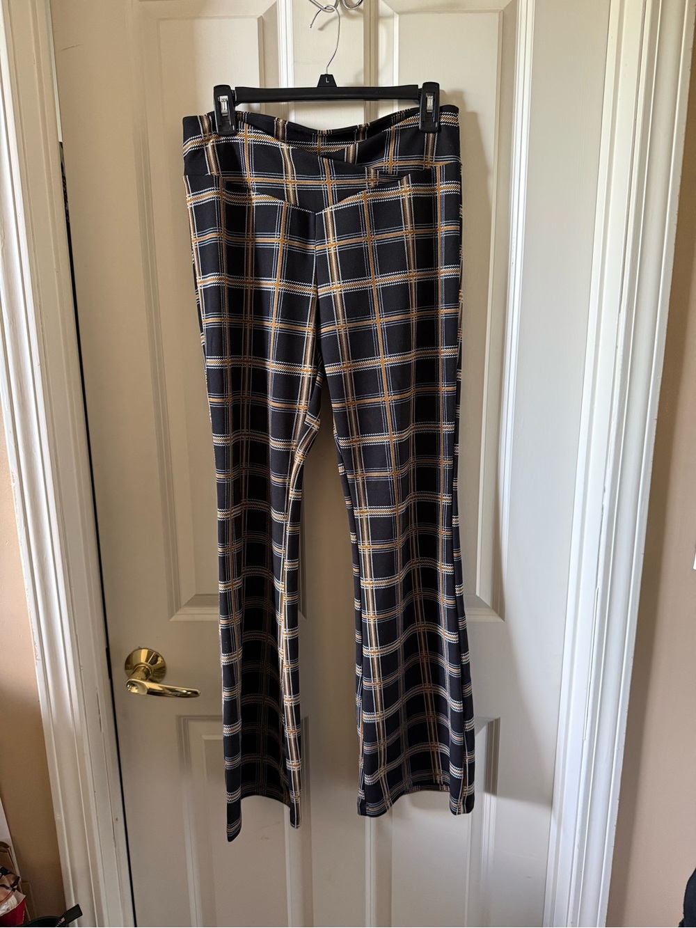 Joe Benbasset Black Plaid Pants with Tan & White Accents